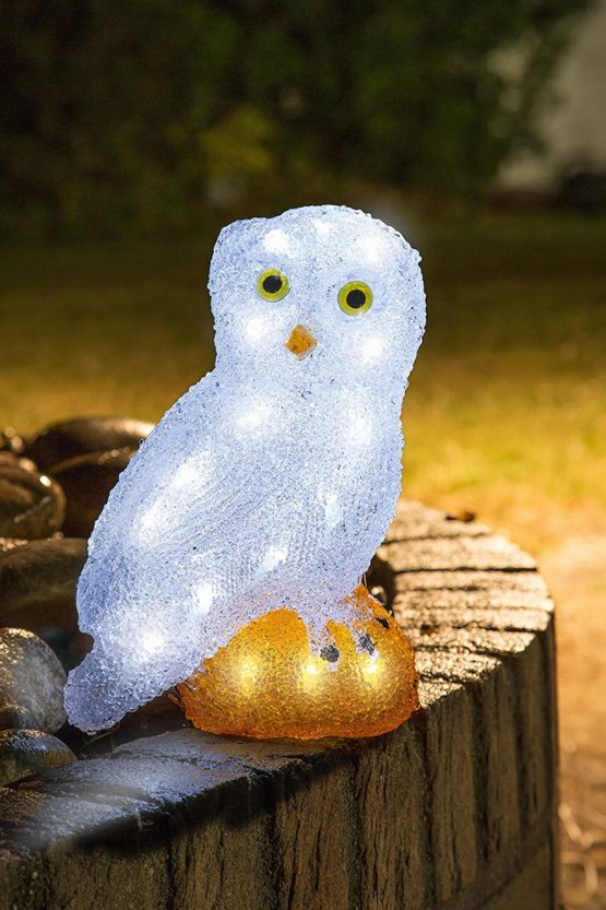 Konstsmide Outside Lights LED Acrylic Decoration "Small Owl" / Outdoor Lighting (IP44) / 32 Ice White LEDs / Transparent Cable - Image 4