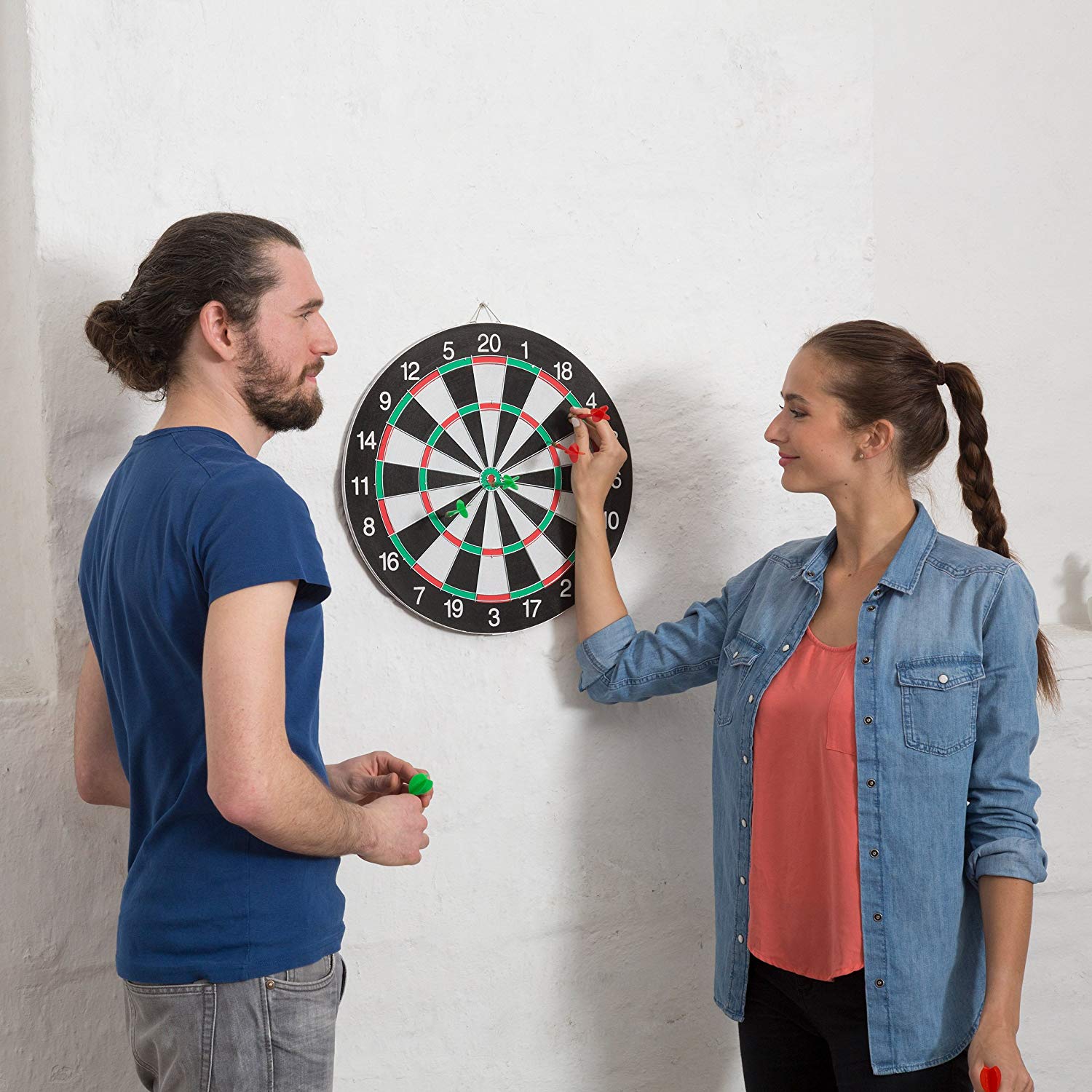 Relaxdays 42 cm Soft Darts Dartboard, for Children Wall-Mounted, Freestanding Safety Board, Black-White, Size X1 - Image 2