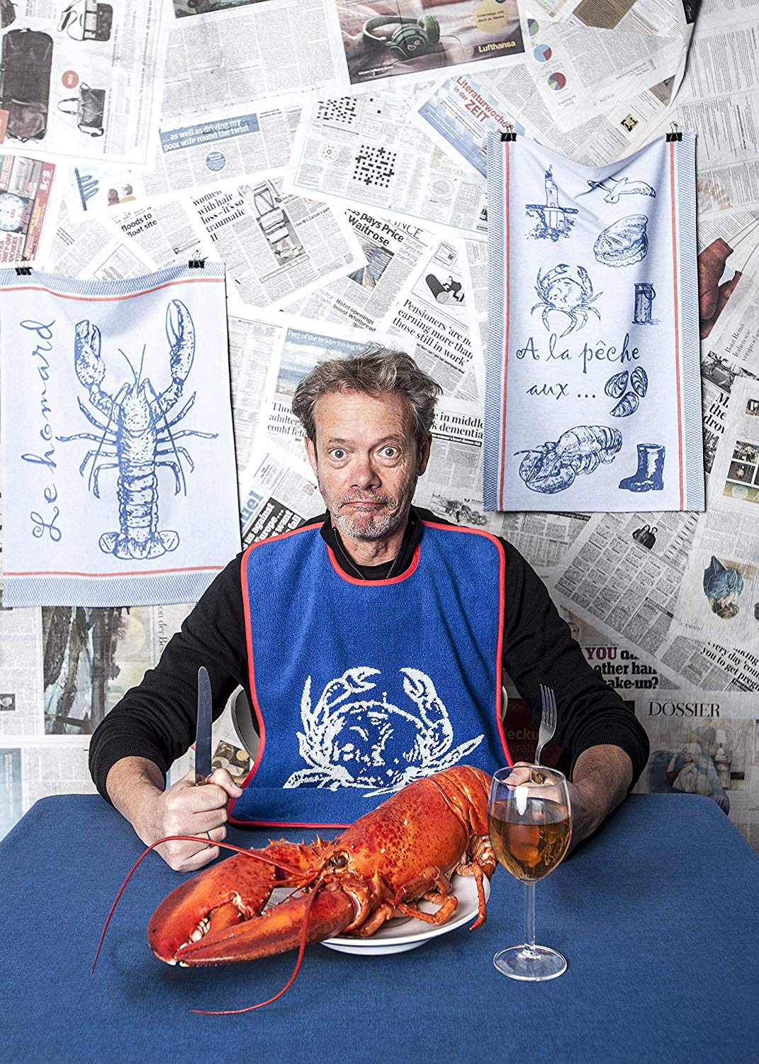 Coucke Lobster Bib - Cotton Blue, 43 x 60 x 0.3 cm, 43x60x0.3 cm - Image 2