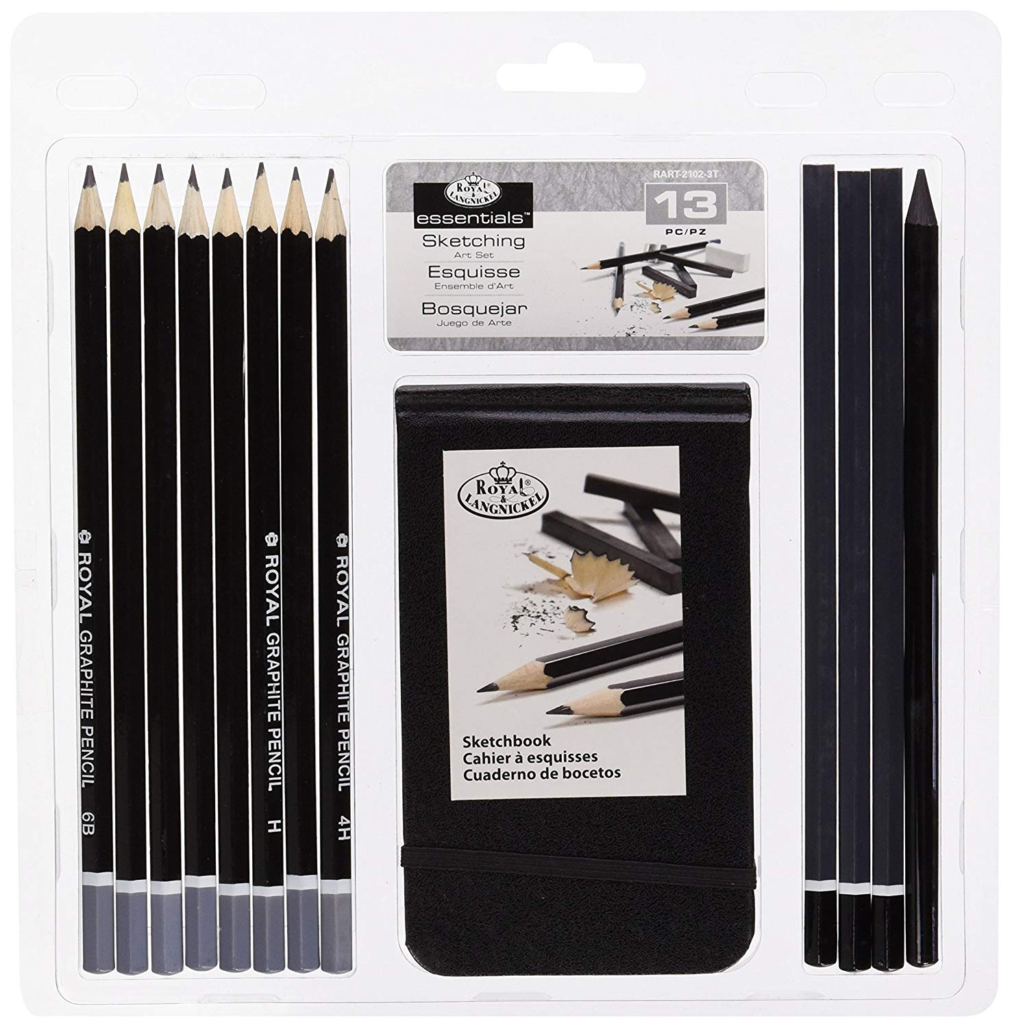 Royal & Langnickel Sketching Pencil Set including Sketchbook, 13 Piece Graphite Sketching & Pad Set