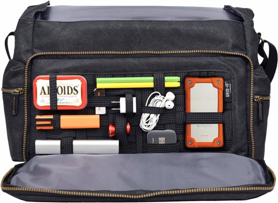 COCOON - Urban Adventure | Shoulder Bag | Frontal Pocket GRID-IT | Laptop Pocket 16", Tablet & Document | Side Pockets | Carry-on Bag Zipper - Black - Image 4