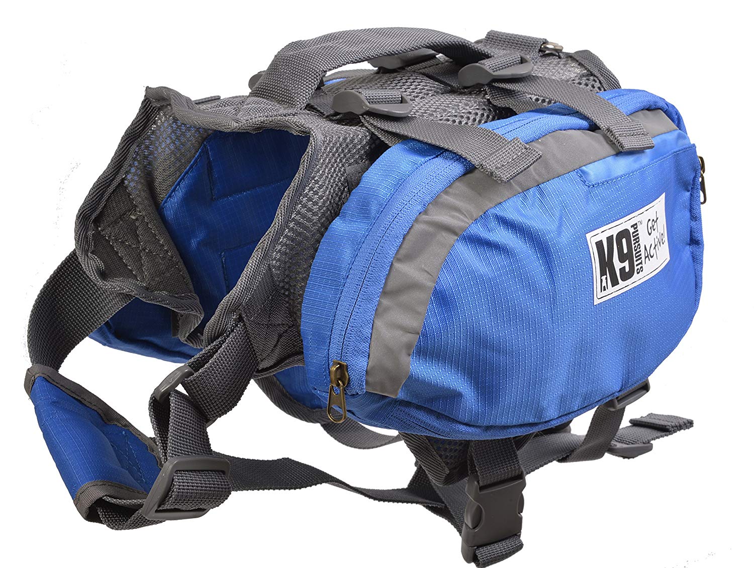 K9 Pursuits Trail-Blazer Dog Back Pack, Medium, blue