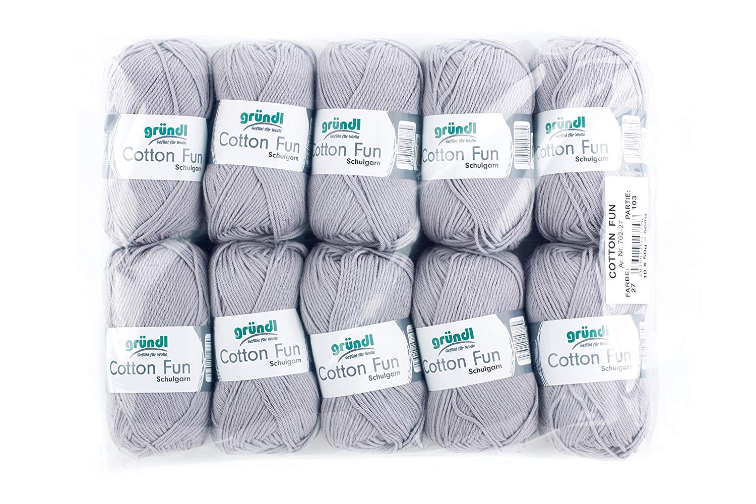 Gründl Cotton Fun Wool Cotton, hellgrau, 27.00 x 11.00 x 07.00 cm