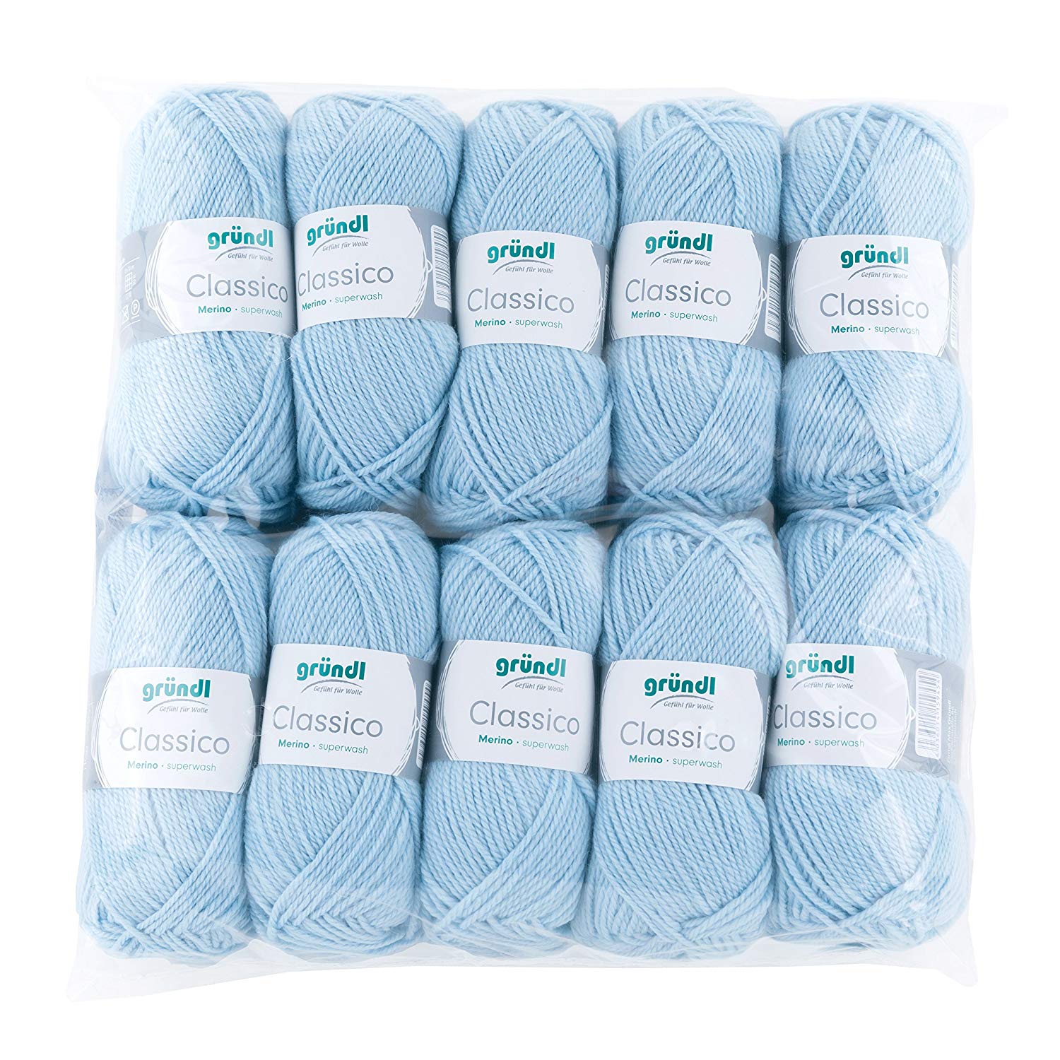 Gründl Classico Wolle (Oeko-TEX® Certified Knitting/Crochet Yarn Made of 50% Pure New Wool (Merino Superwash) & 50% polyacrylic