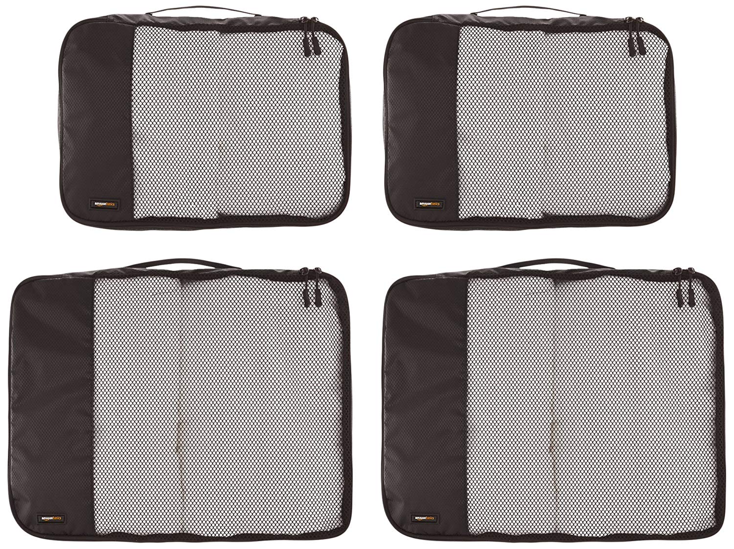 Amazon Essentials 4-Piece Packing Cubes Travel Accessories Set, Luggage Organiser with Double Zip, Mesh Top, 100% Polyester - Image 2