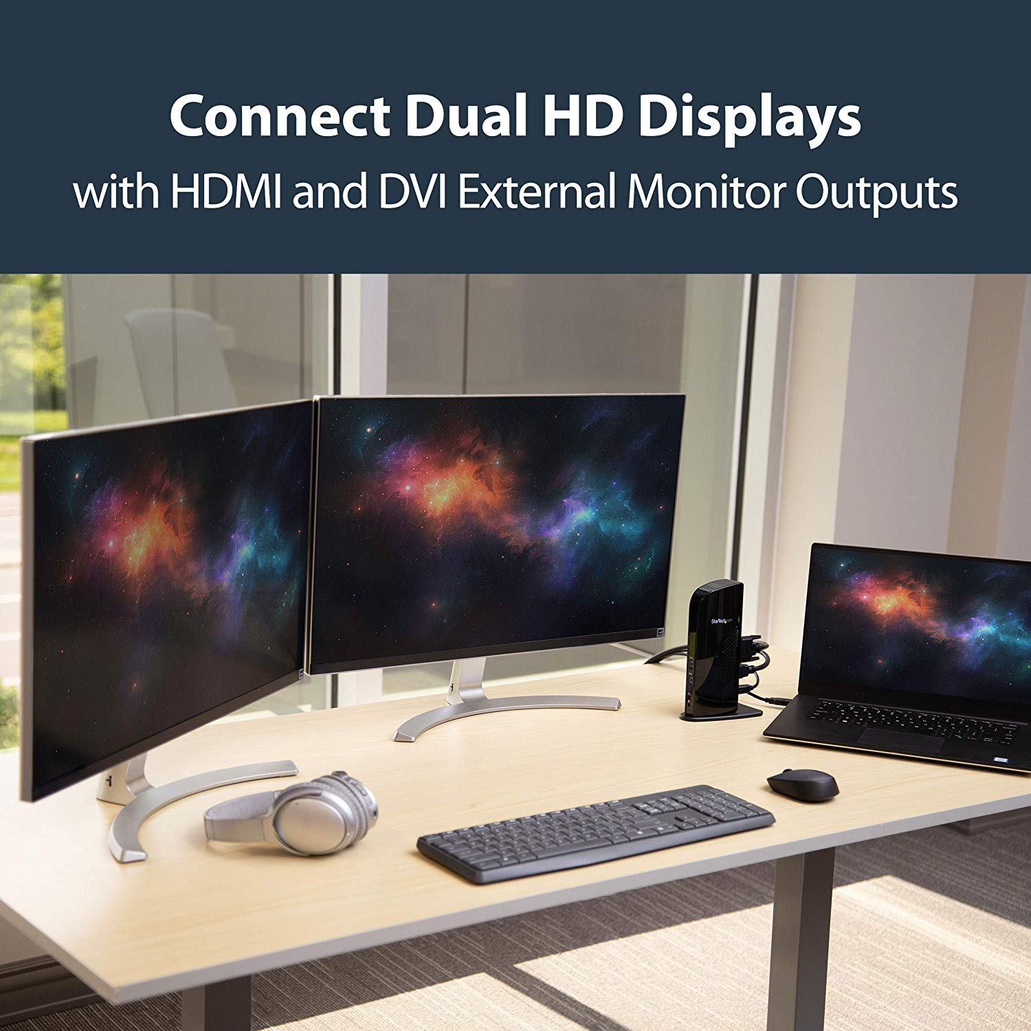 StarTech.com USB 3.0 Dual Monitor Docking Station with HDMI & DVI/VGA, 6x USB Type-A Hub, Ethernet, Audio - Image 4