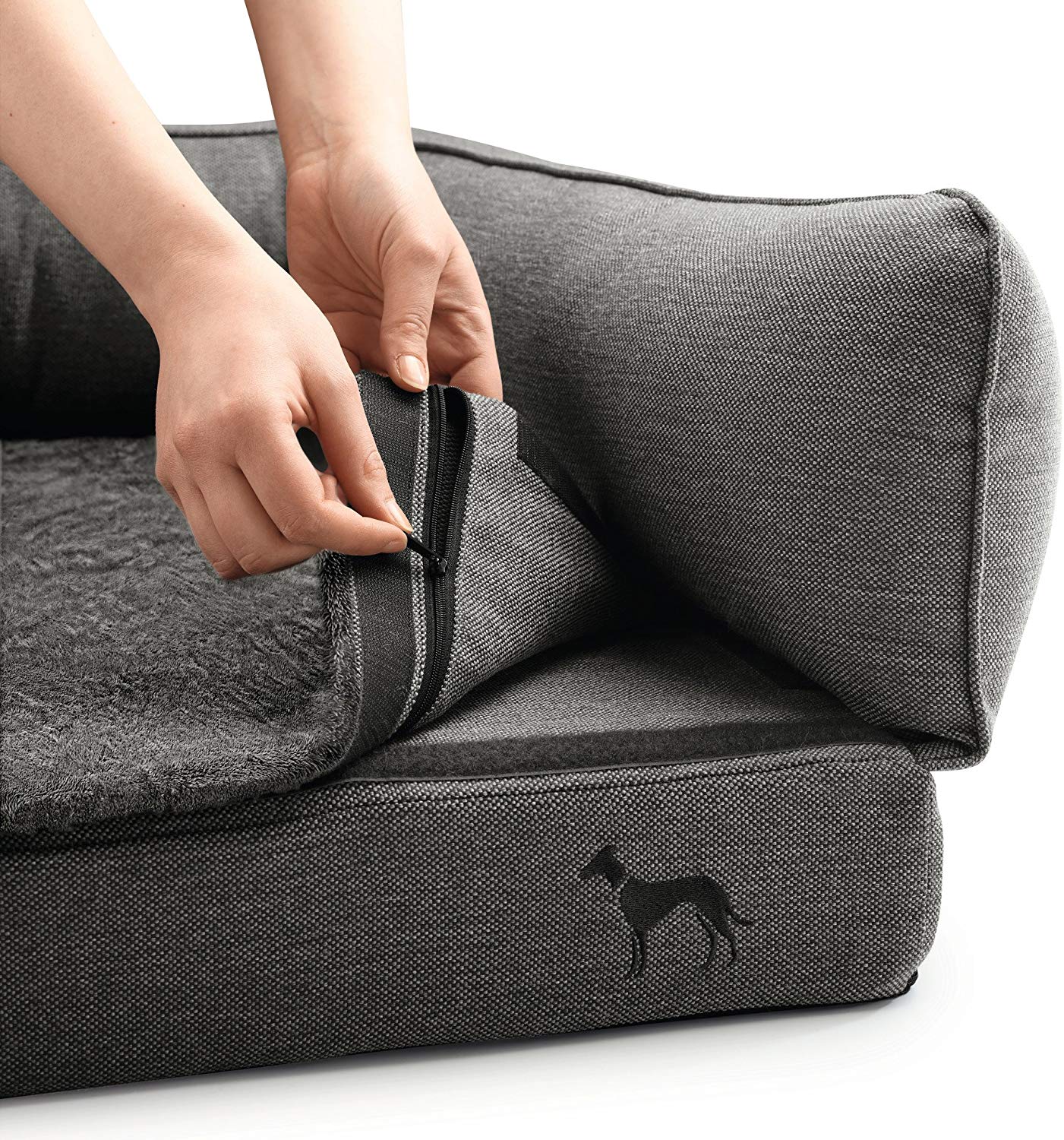 HUNTER Orthopedic Livingston Anthracite Dog Sofa, 80 X 60 cm, Medium - Image 2