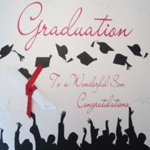 WHITE COTTON CARDS Large Scroll, Wonderful Son Handmade Graduation Card, XLWB98s