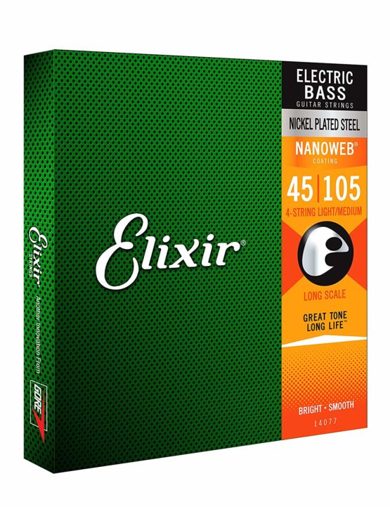 Elixir 14077 Strings Nickel Plated Steel 4-String Bass Strings w NANOWEB Coating, Long Scale, Light/Medium (.045-.105), White Black Red Blue - Image 2