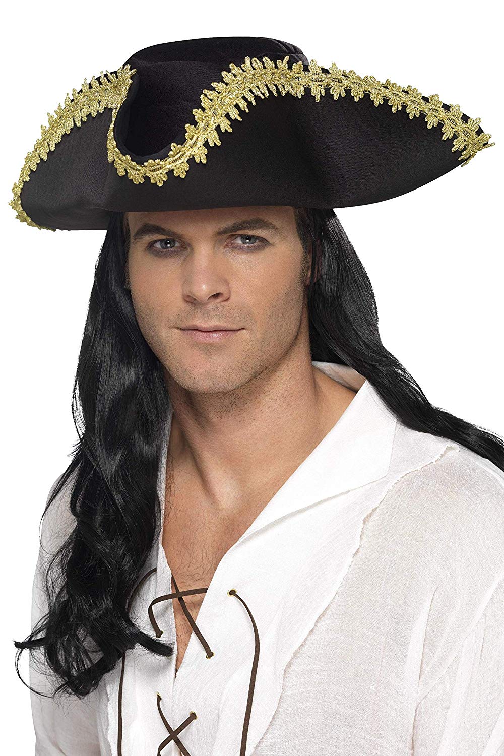 Smiffys Pirate Hat, Black , Pirate Fancy Dress, Pirate Dress Up Hats