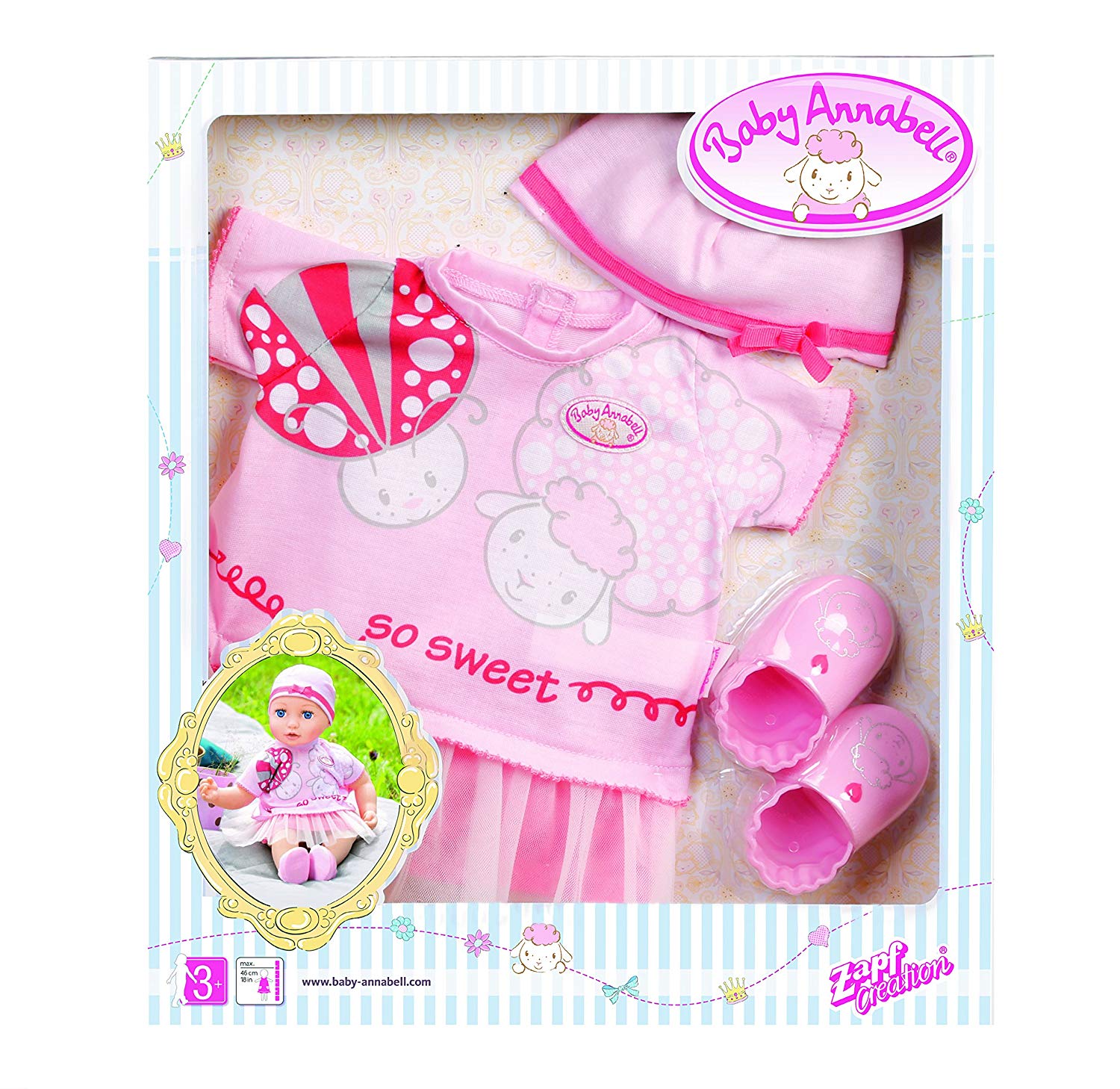 Baby Annabell 700198 Deluxe Summer Dream Outfit Set, Mehrfarbig, Small