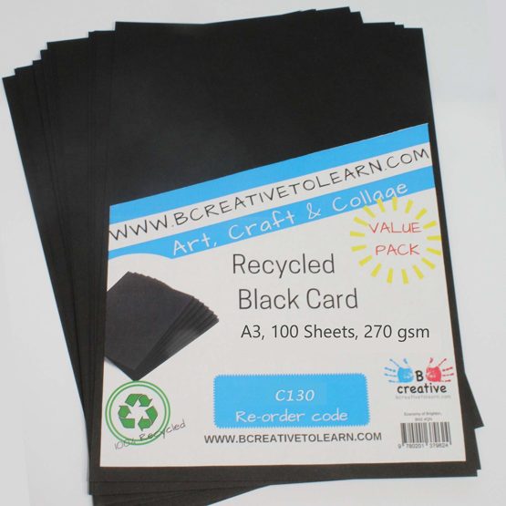 A3 Recycled Black Coloured Card 270gsm Pack of 100 Sheets by BCreative® - Image 2