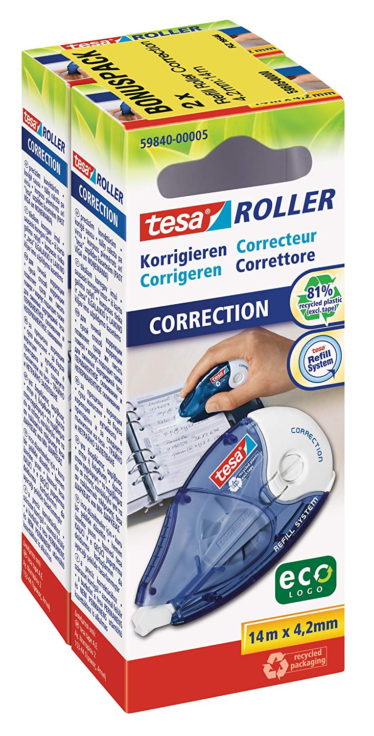 tesa Correction Tape Value Pack 2 x tesa Correction Rollers ecoLogo 2X 14 m x 42 mm