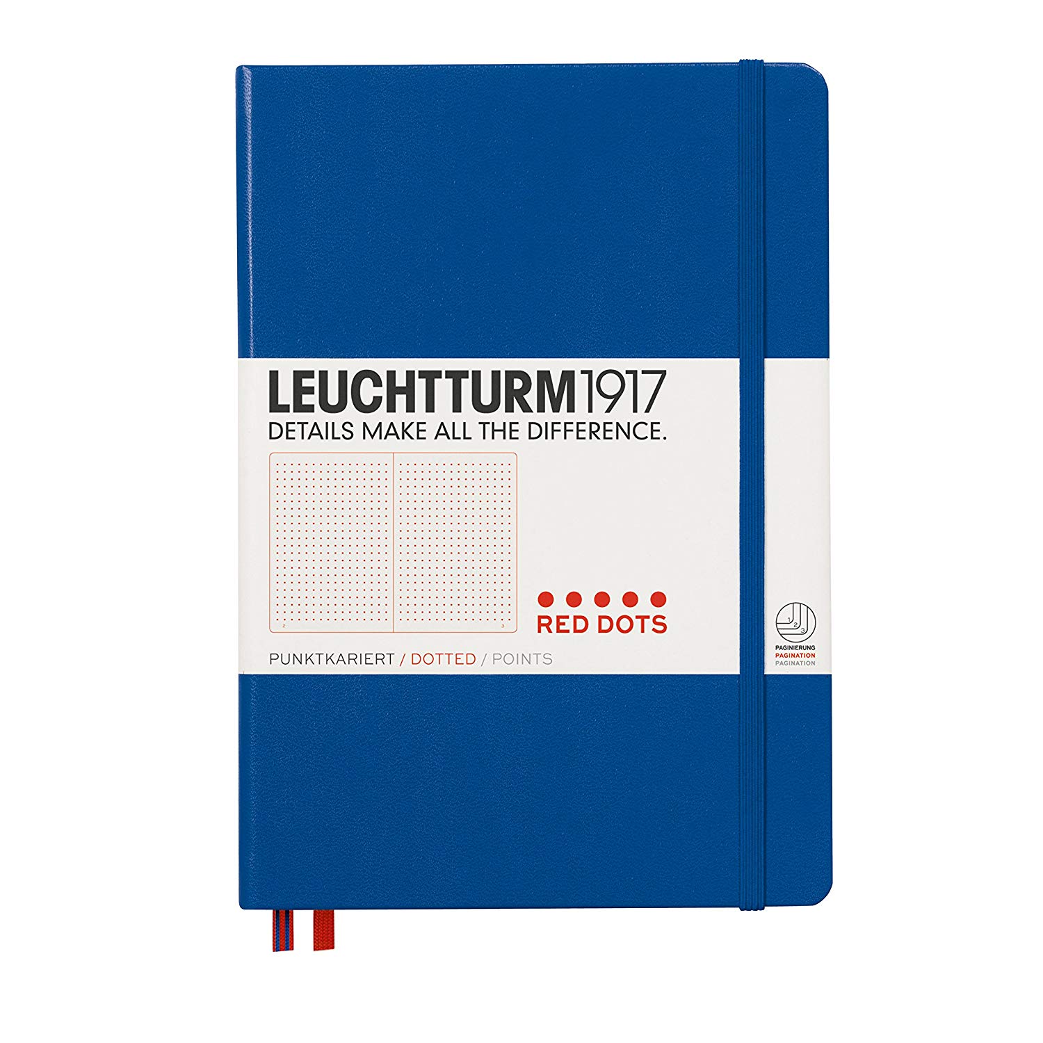 LEUCHTTURM1917 (357698) 357698 Red Dots Notebook Medium (A5), Dotted, Royal Blue