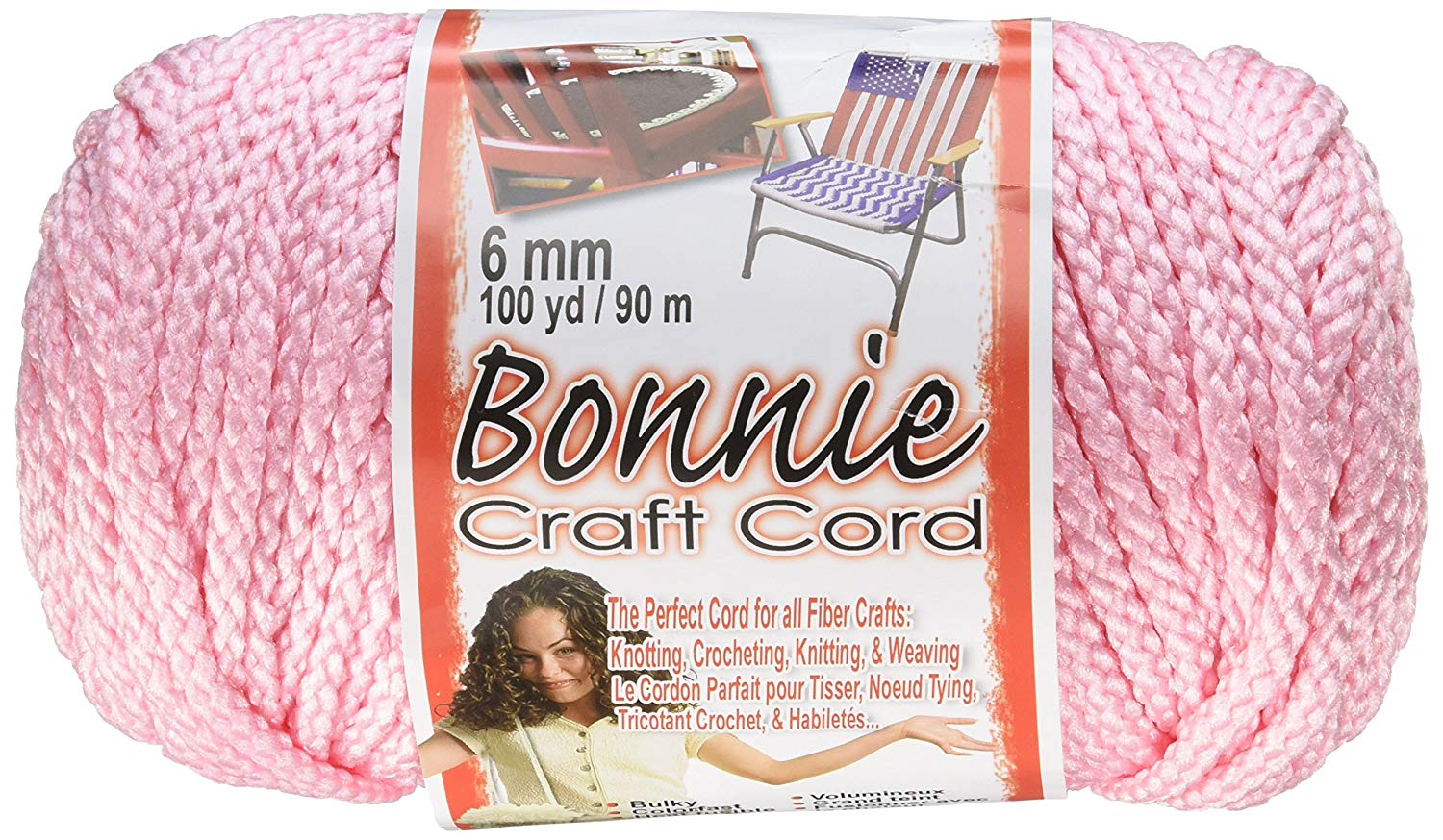 Pepperell polyolefin fiber Bonnie Macrame Craft Cord 6 mmx 100 yard-Pink, Pack Of 1