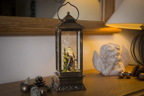 Konstsmide 2888-000 LED Snow Globe Lantern "Santa Scene", Water Filled/Water Spinner/Indoor (IP20) with 5 Hour Timer/Battery Operated: 3xC 1.5V (excl.)/Christmas Lantern 1 Warm White Diodes - Image 4