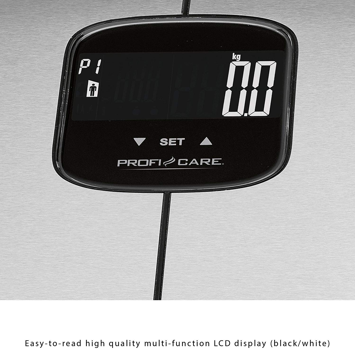 ProfiCare PC-PW 3006 FA 7-in-1 Electronic Stainless Steel Personal Scales for Analysing Weight Body Fat Percentage - Image 2