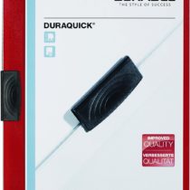 Durable Duraquick A4 Clip Folder, Clear PVC Plastic Front Holds up to 20 Sheets, Red, Box of 20