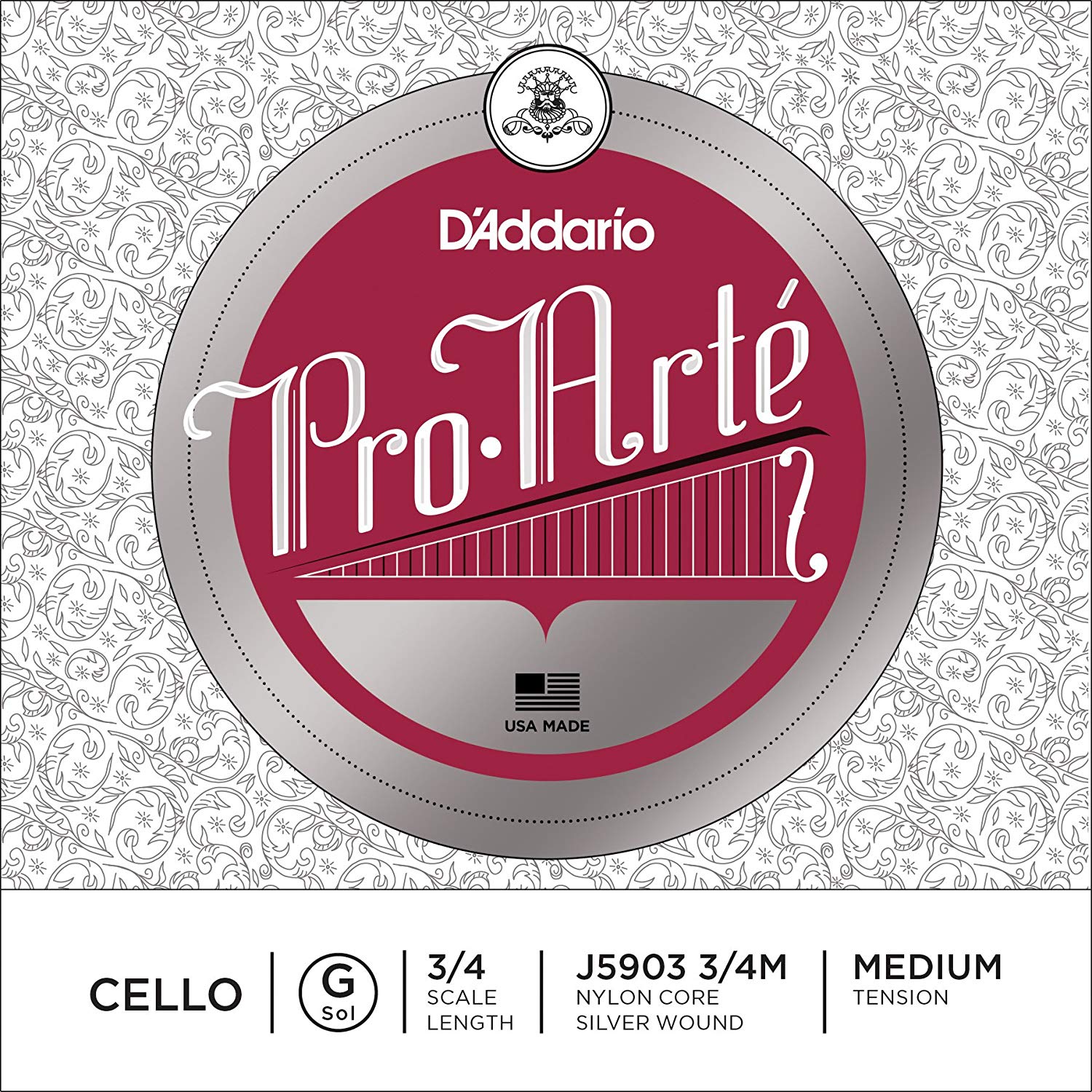 D'Addario Pro-Arte 3/4 Scale Medium Tension Single G String for Cello, 3/4-Größe