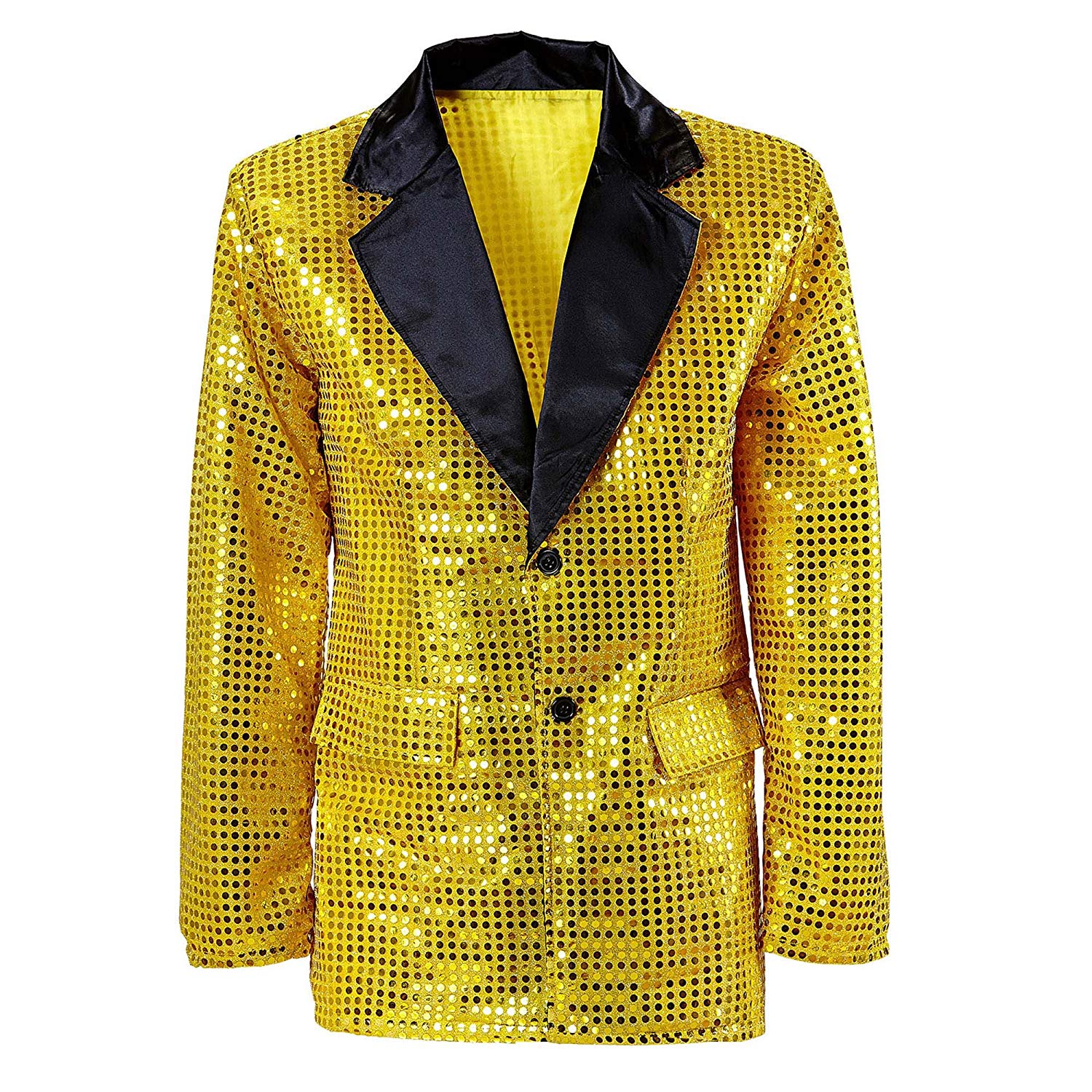 Sequin Jacket withSatin Collar - Gold Accessory for Fancy Dress, M-L