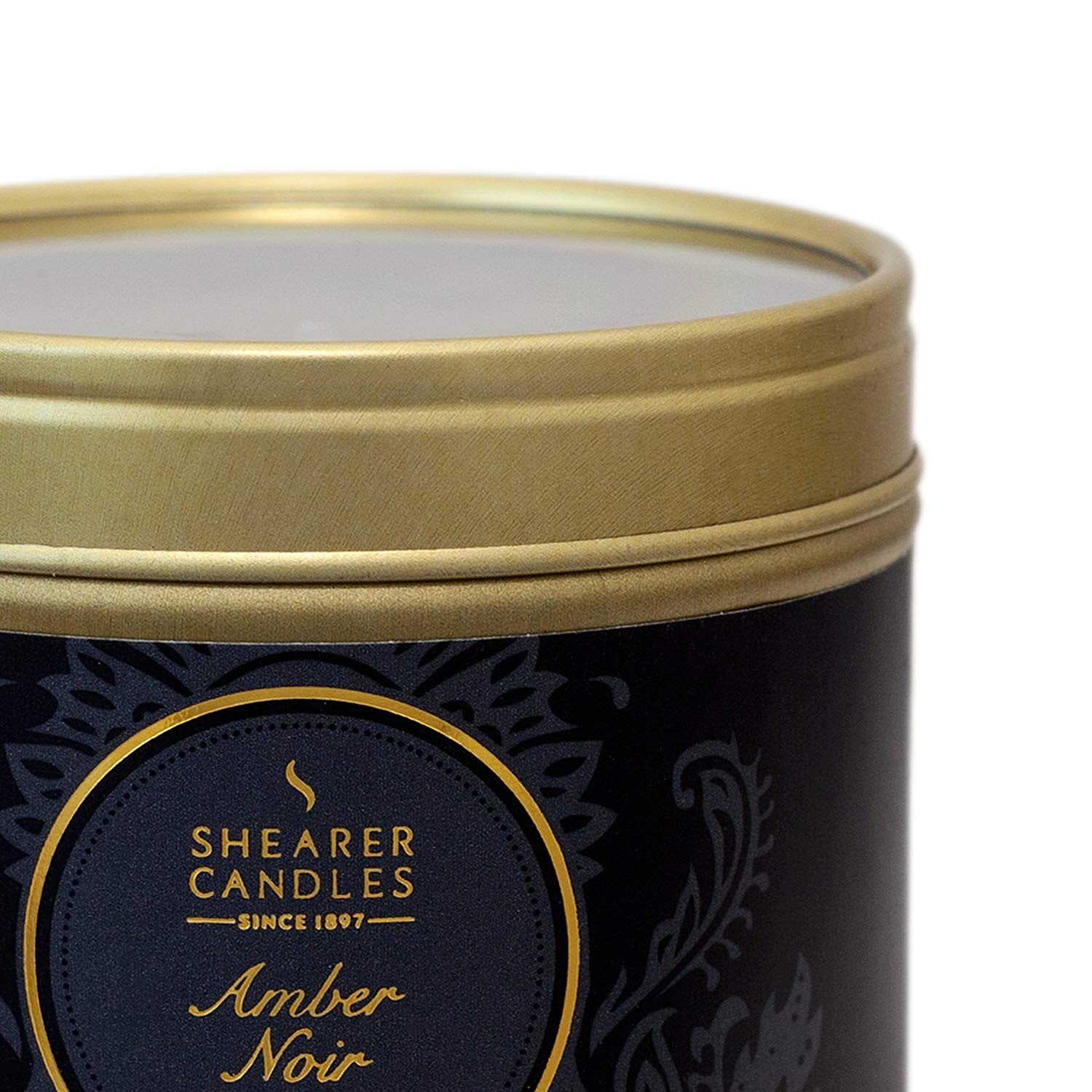 Shearer Candles Amber Noir Small Scented Gold Tin Candle - Black, Packaging May Vary, Black and Gold, 6cm l x 6cm w x 4.7cm h - Image 2