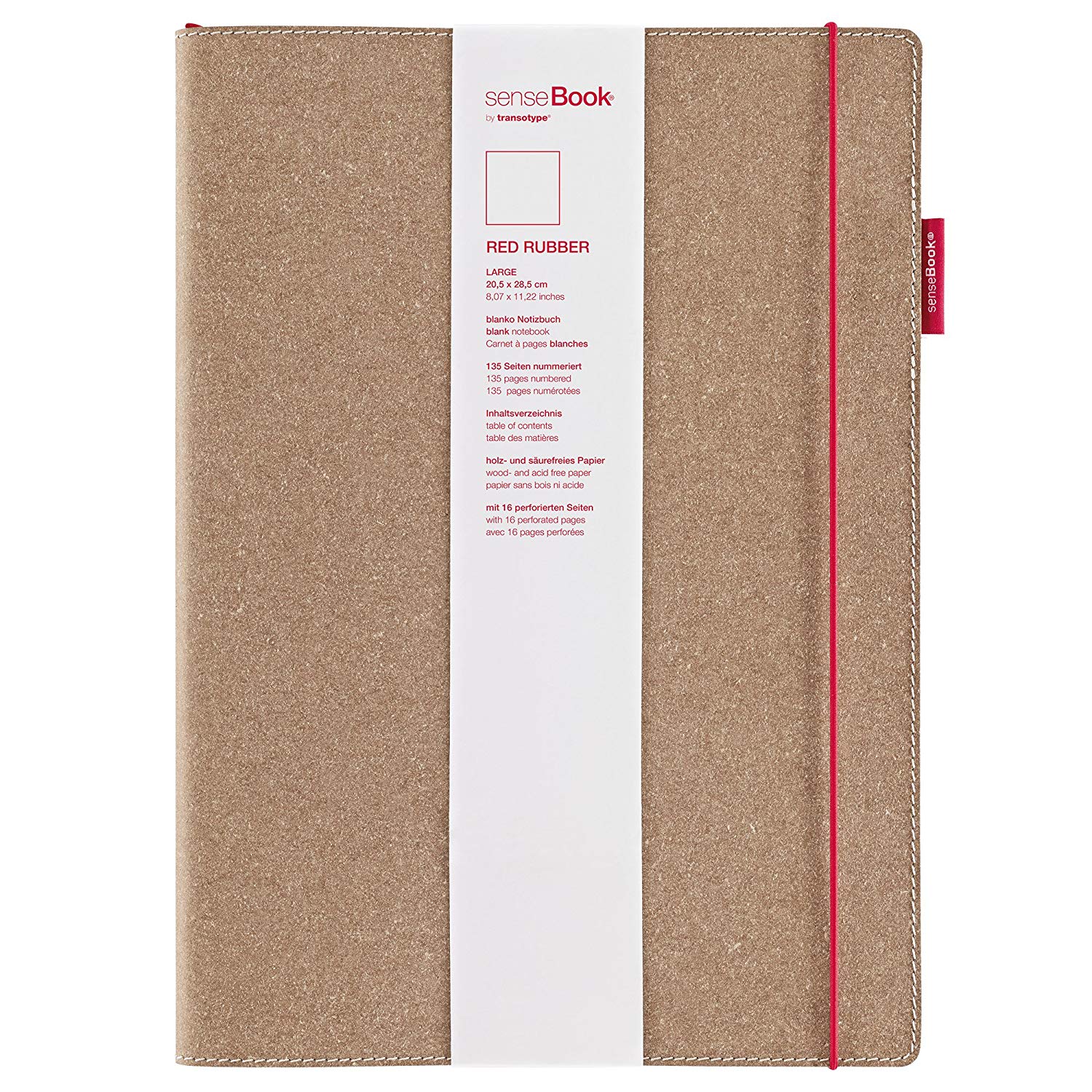 Transotype senseBook Large Leather Red Rubber Blank Notebook