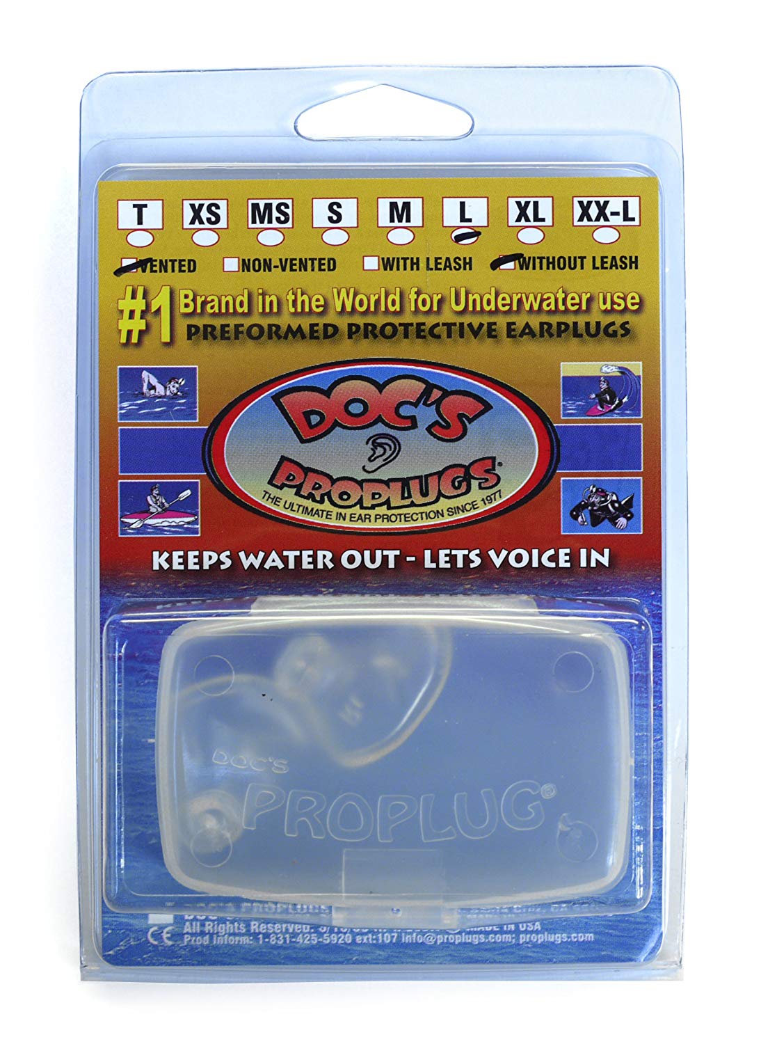 Doc's Pro DFF05 Medium Vented Ear Plugs - Clear - Image 2
