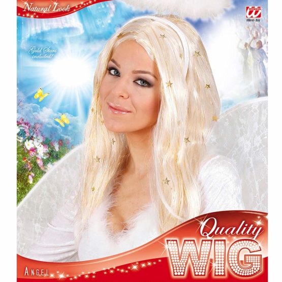 Angel with Gold Tinsel & Stars Boxed Wig for Hair Accessory Fancy Dress - Image 2