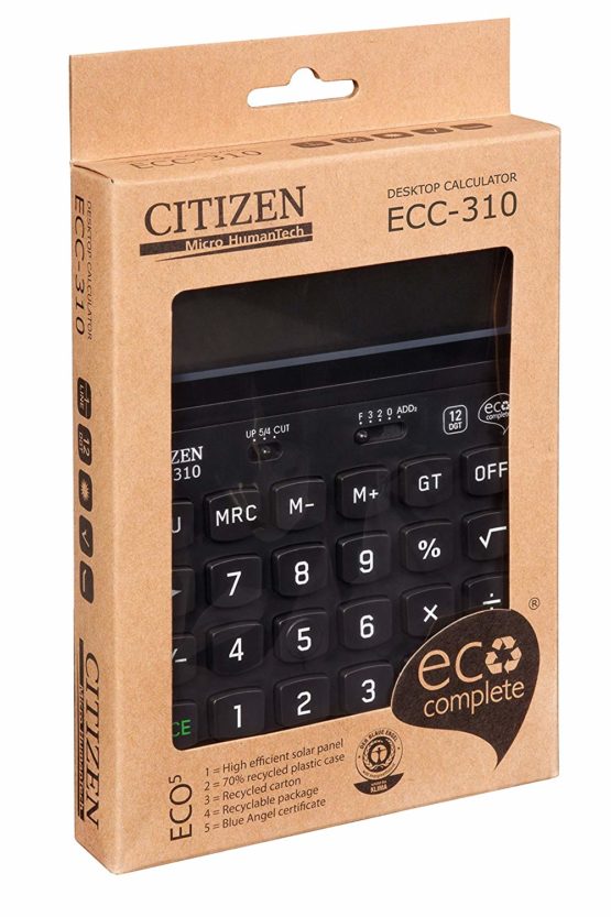 Citizen ECC-310 Eco Desktop Calculator - Black - Image 2