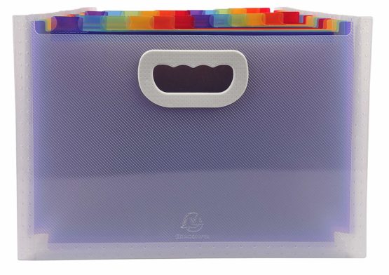 Exacompta Ref - 55198E Crystal Multipart Expanding Case, 33x23.5x25cm Ideal for A4 Size Documents, 24 Tabbed Sections and Holds up to 800 Sheets, PP with Brightly Coloured Dividers