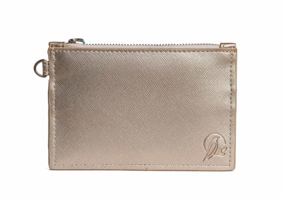 Sara Miller - Coin Purse | Gold Matte Fabric | Embossed Zip Pull | 13 x 8.5 x 0.3 cm - Image 2