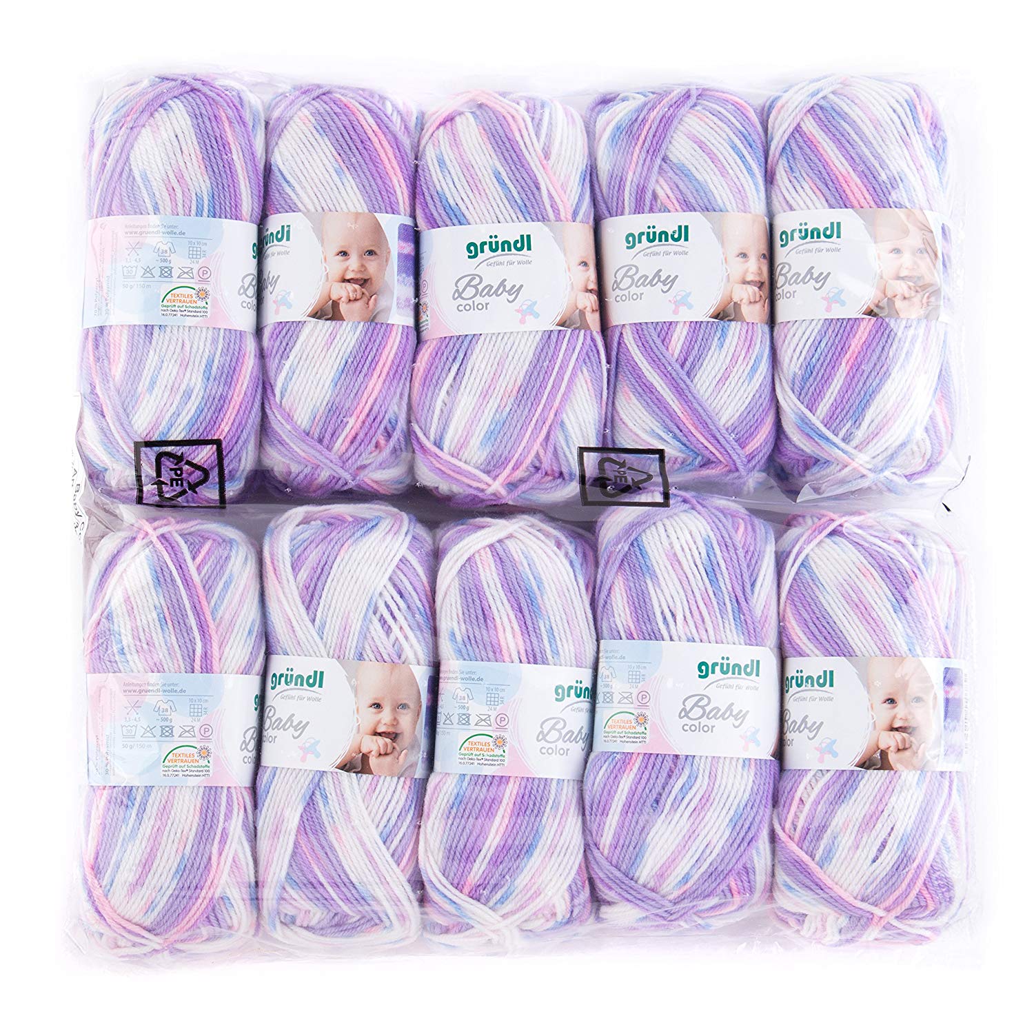 Gründl Baby Color (knitting and crochet yarn with a wool-like character made of 70% polyacrylic and 30% polyamide