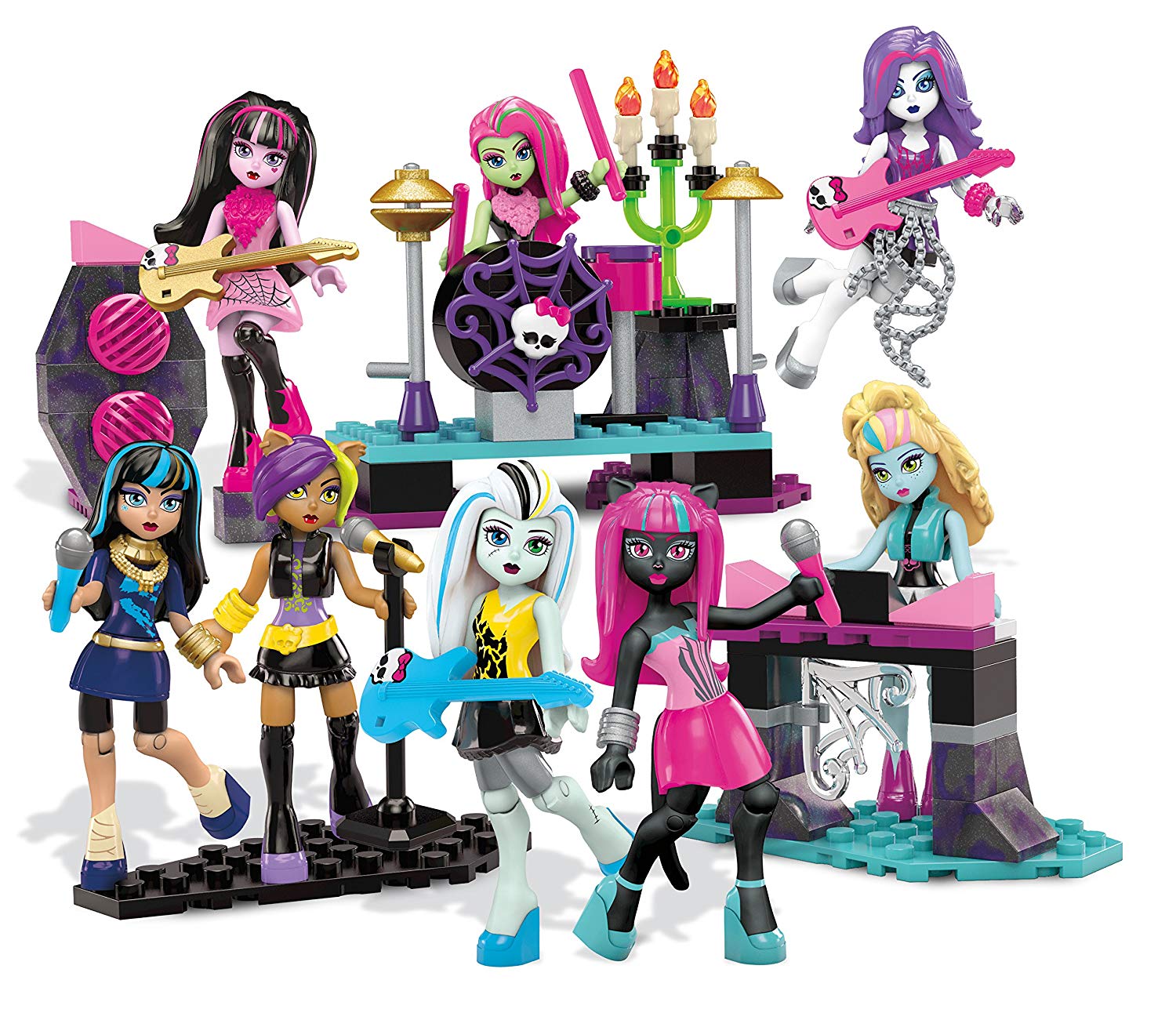 Mega Bloks Monster High Glam Ghoul Band Building Kit, Black, 11.5 inches (W) x 14 inches (L) x 2 inches (H)