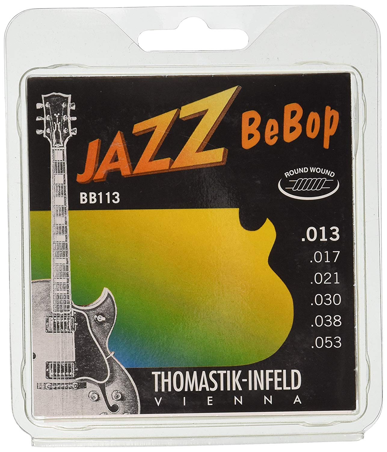 Thomastik Saiten für E-Gitarre Jazz BeBop Nickel Round Wound Satz BB113 Medium Light .013-.053w, Natural