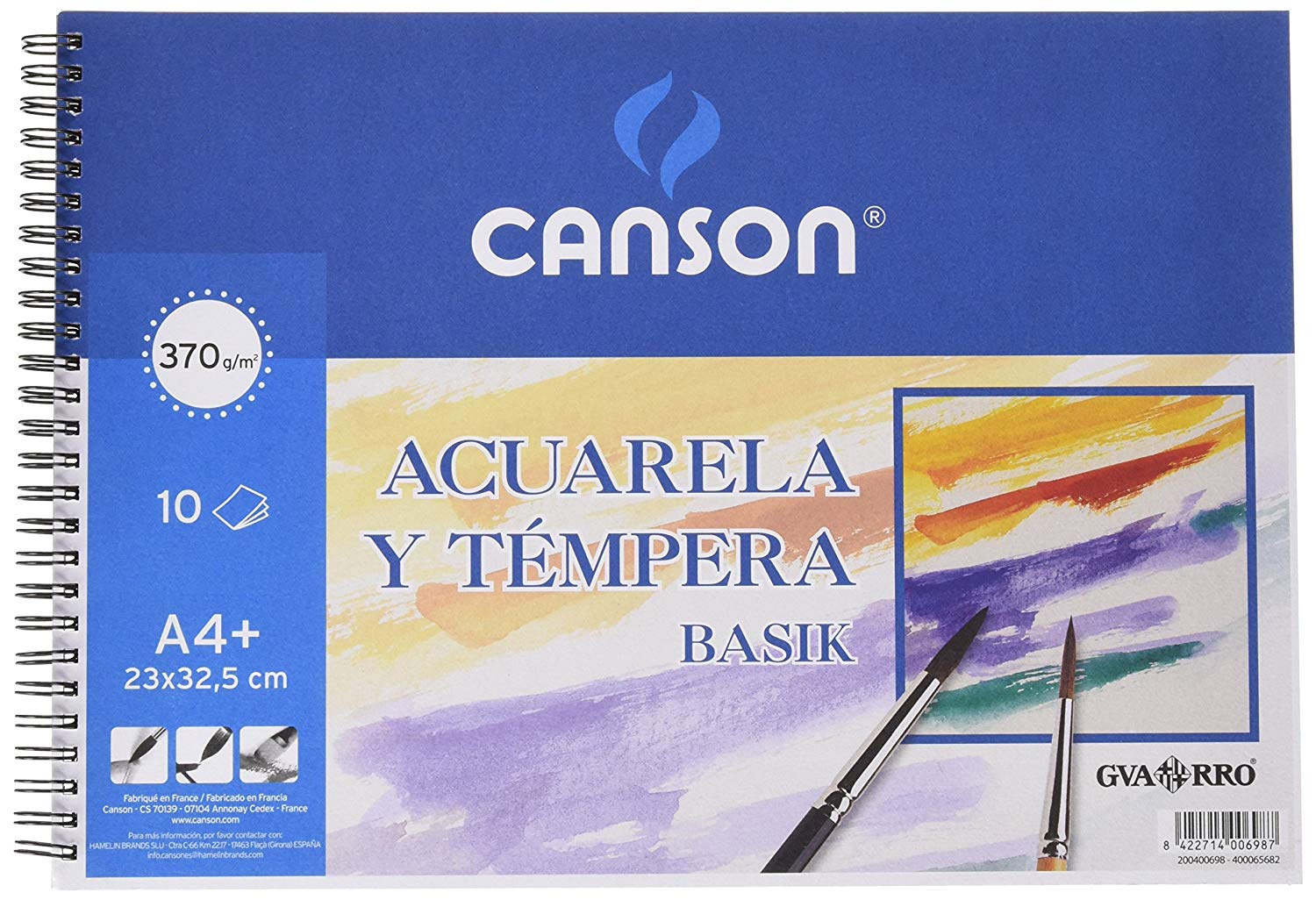 Guarro Canson 822647 A4 370 g Notepad of 10 Pages, white, 23 x 32.5 cm