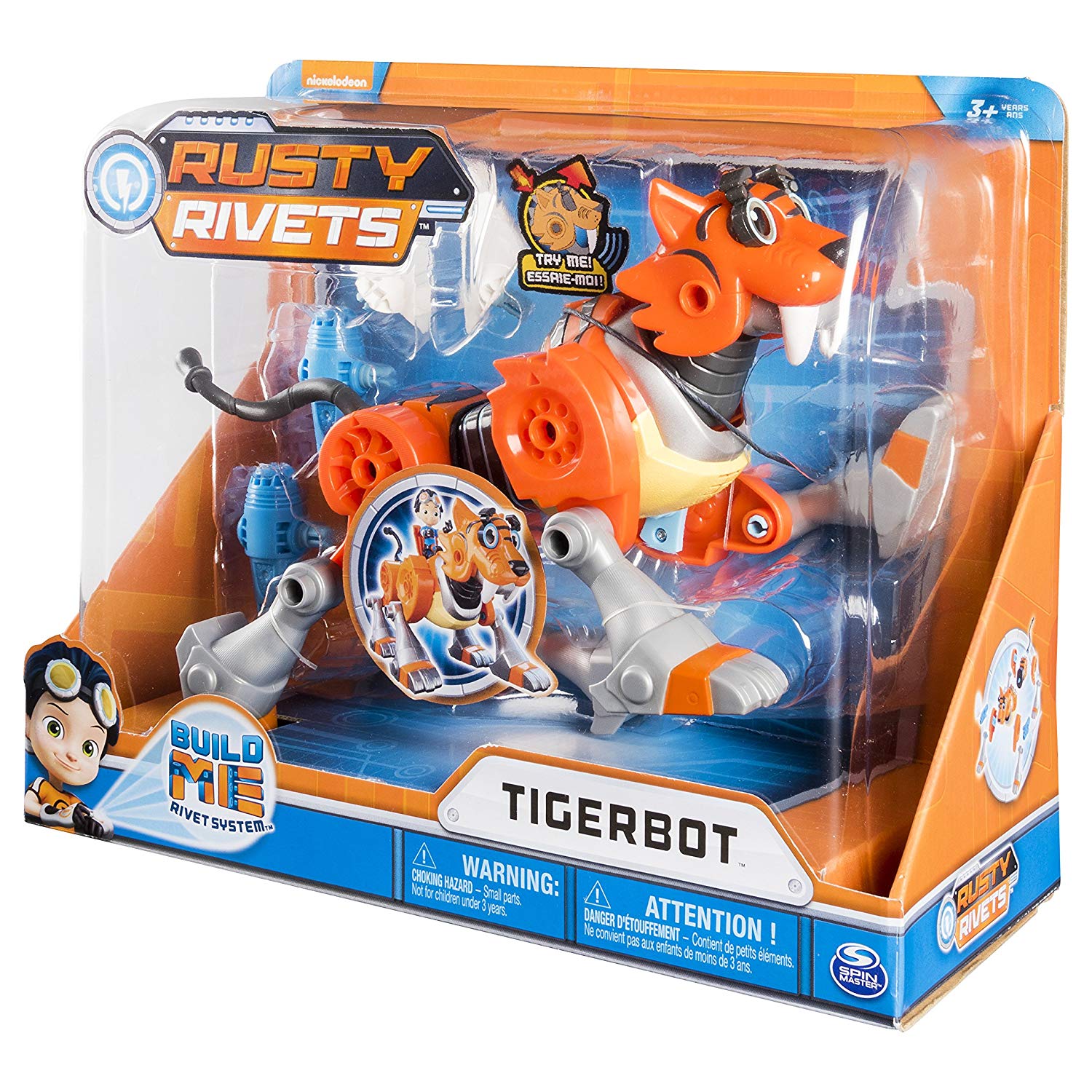 RUSTY RIVETS - Tigerbot Building Set including Lights and Sounds, for Ages 3 and Up, Silver, Small