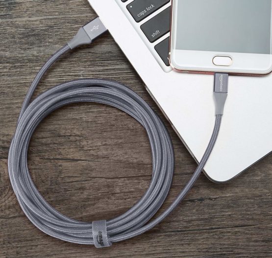 Amazon Basics Double Braided Nylon USB 2.0 A to Micro B Cable | 10 Feet (3 m), Dark Grey - Image 4