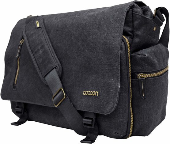 COCOON - Urban Adventure | Shoulder Bag | Frontal Pocket GRID-IT | Laptop Pocket 16", Tablet & Document | Side Pockets | Carry-on Bag Zipper - Black - Image 2