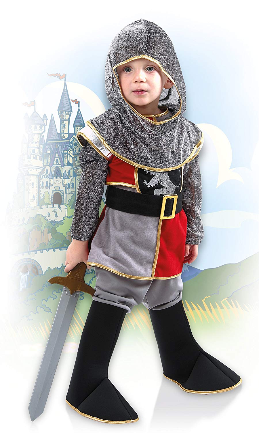Kids Sir Templeton Medieval Kinght Boys Fancy Dress Costume, Gray, 110 - Image 4