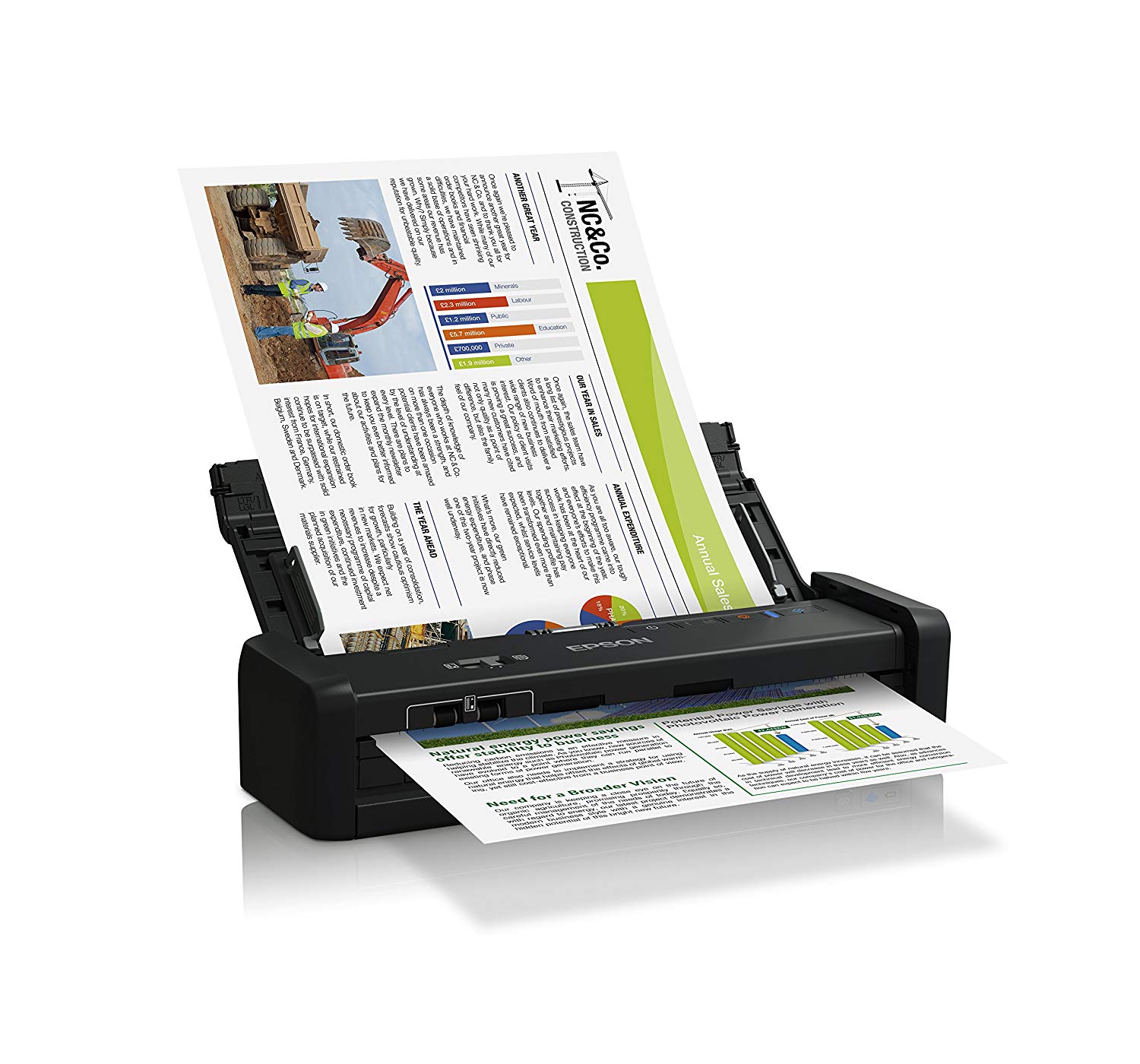 Epson WorkForce DS-360W Mobile Wi-Fi & Battery Scanner - 25PPM - Image 2