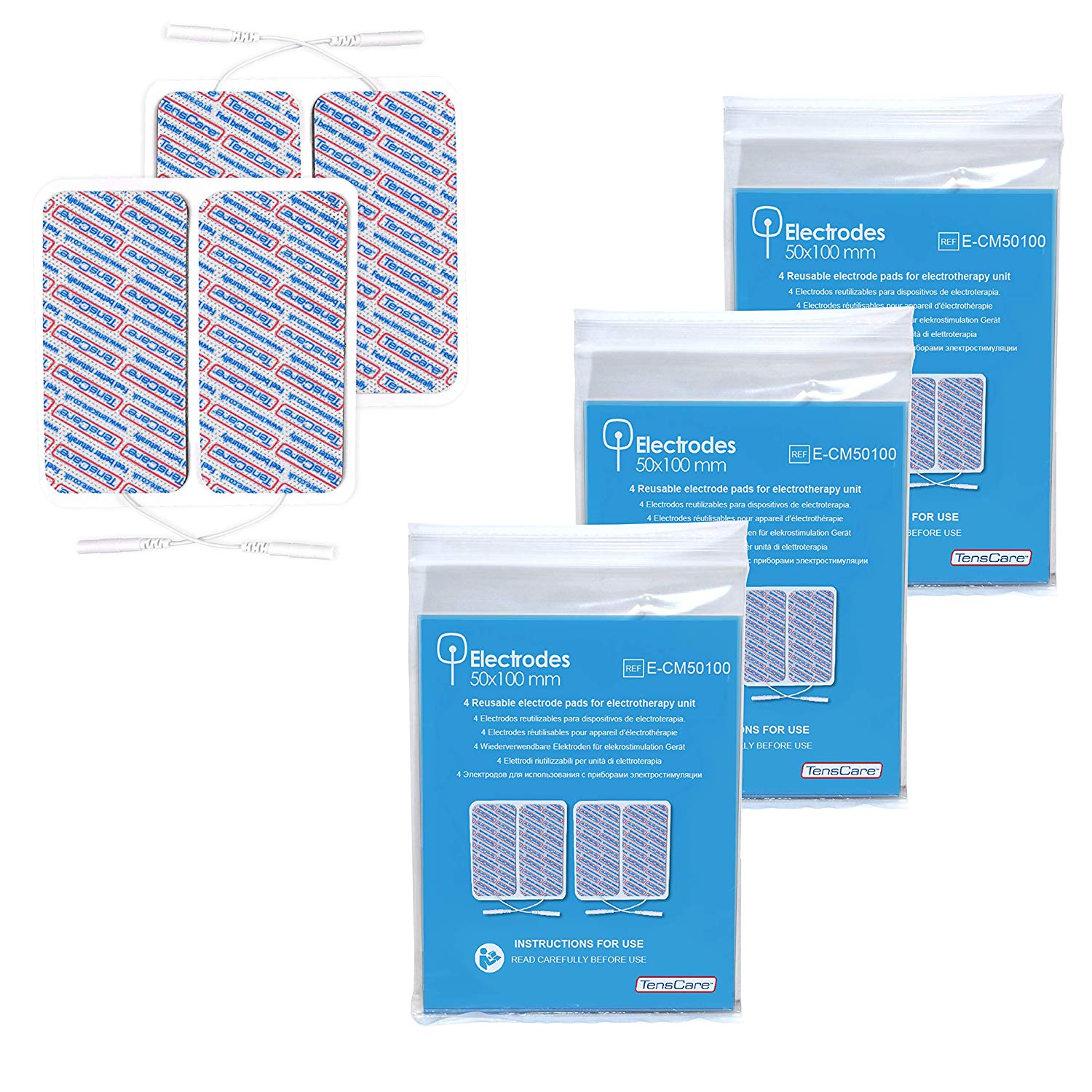 TensCare - Superior Large Electrode pads (3 packs of 4 pads) 50 x 100 mm - Image 2