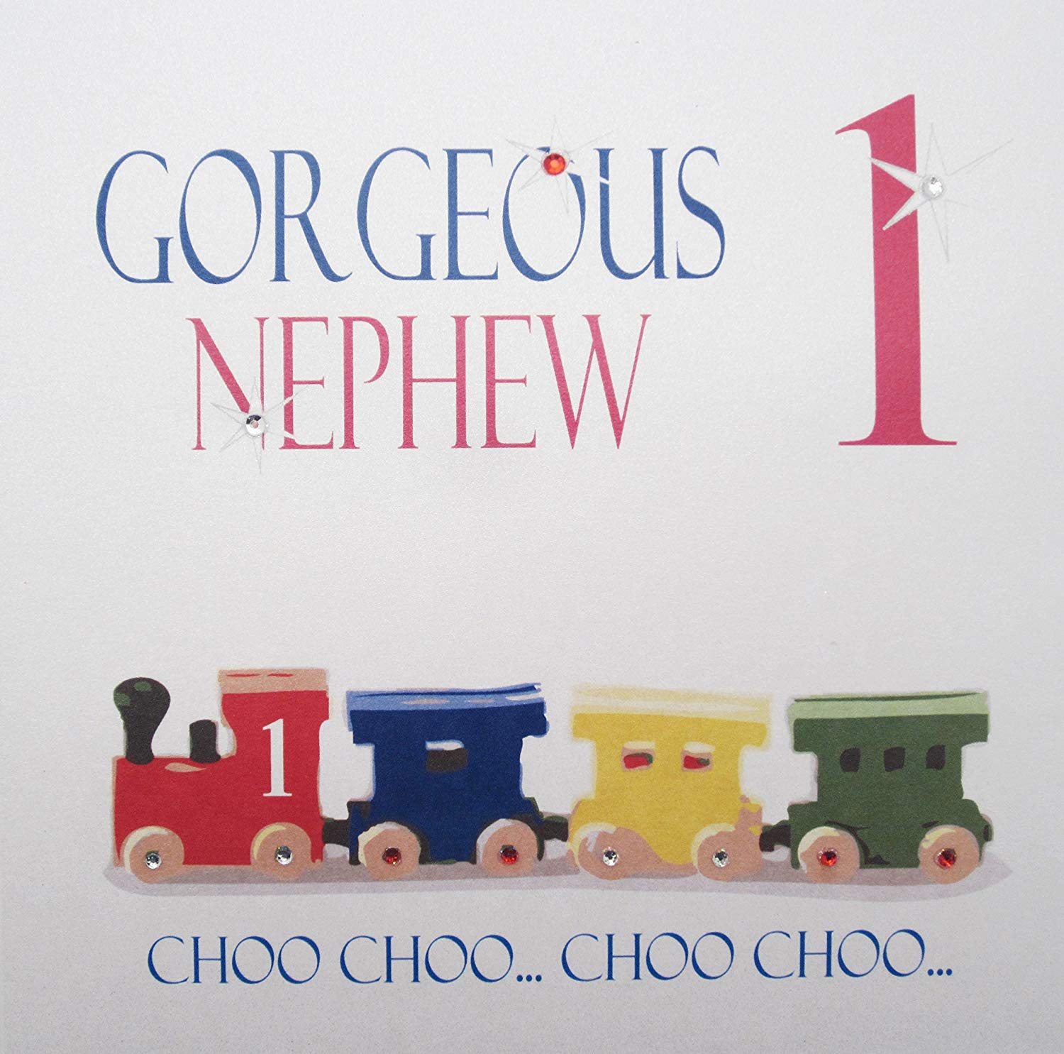 white cotton cards Handmade Gorgeous Nephew 1 choo choo…choo choo Train 1st Birthday Card, White, N230, 16cm x 16cm