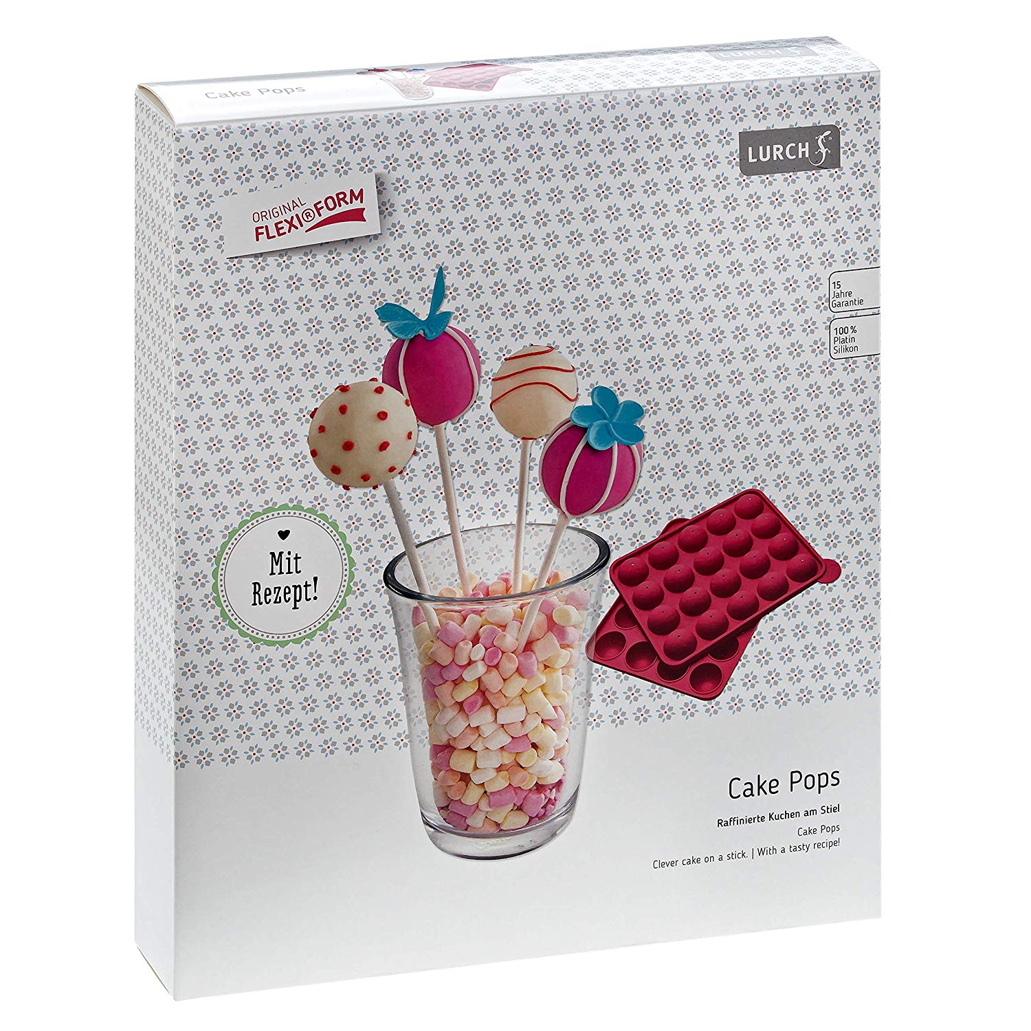 Lurch FlexiForm 83027 Silicone Mould for Cake Pops 20 - 8 x 24 x 4.5 cm Pink, 20.3 x 24 x 4.5 cm - Image 2