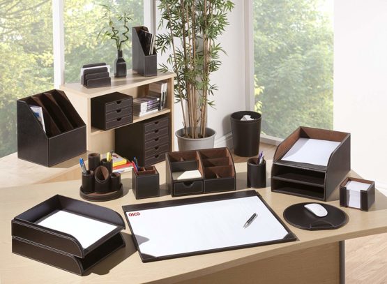 Osco Faux Leather 2 Tier Sorter with Letter Tray - Brown BPU2TPX - Image 2