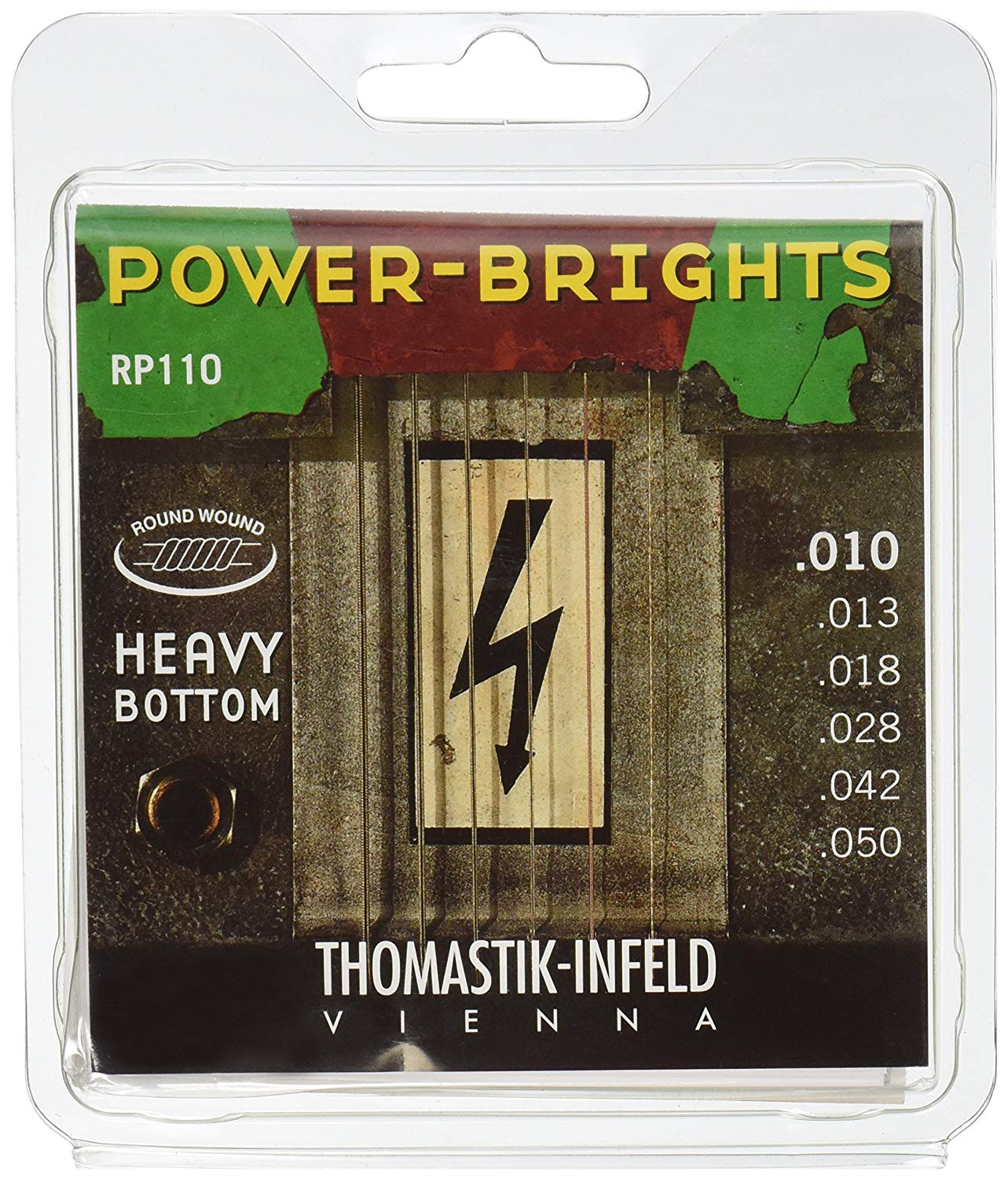Thomastik Saiten für E-Gitarre Power Brights Series Heavy Bottom Satz RP110 Medium Light .010-.050w, Silver