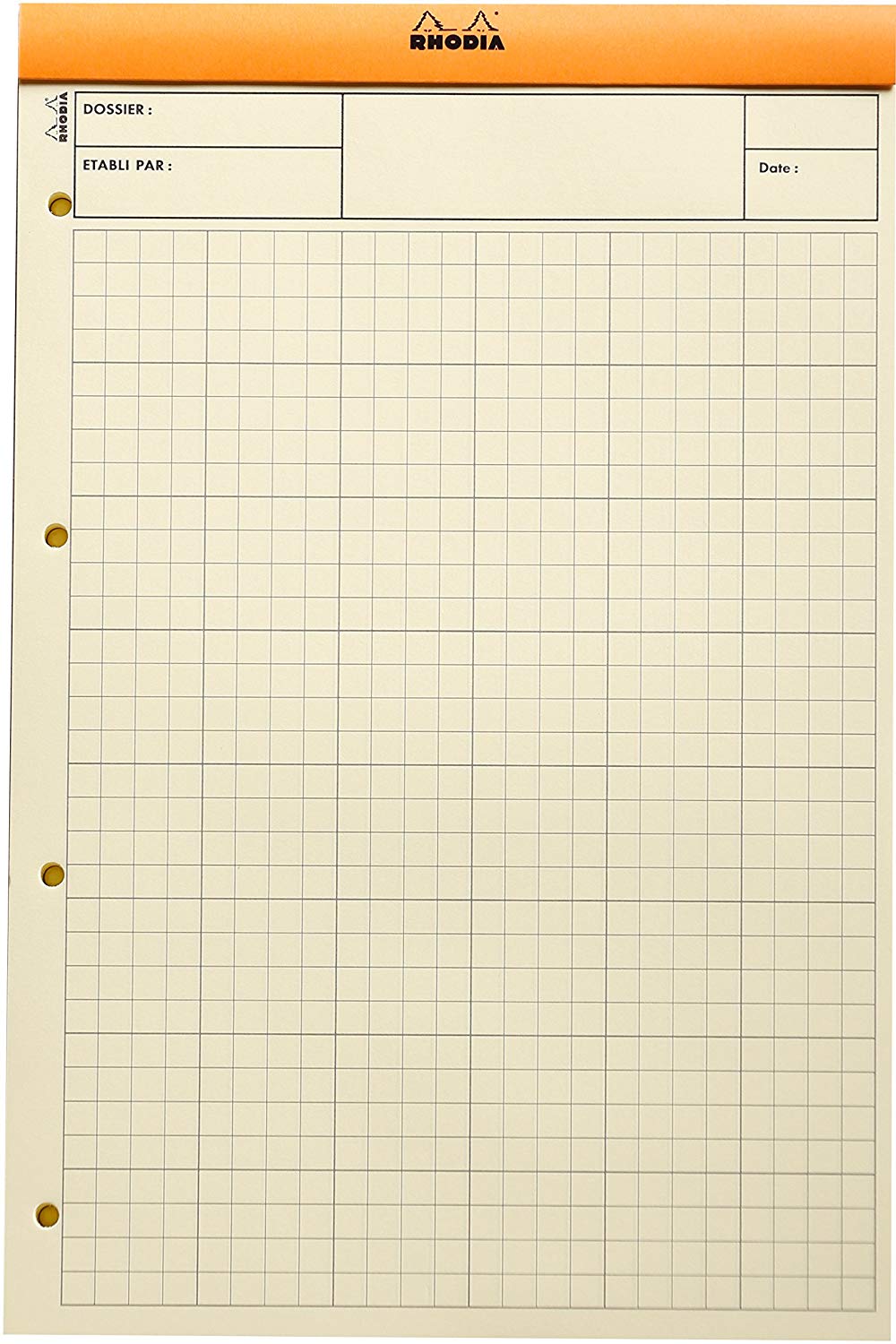 RHODIA 119700C, Stapled Notepad N°119 Audit Orange, A4+, Pre-Printed Multicolumns, 80 Detachable Sheets 4 Hole Punched - Image 4