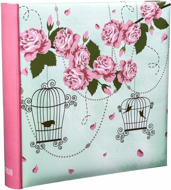 Arpan Slip in Memo Photo Album for 200 Photos 4x6" / 10x15cm Vintage Rose Birds Cage - Image 2