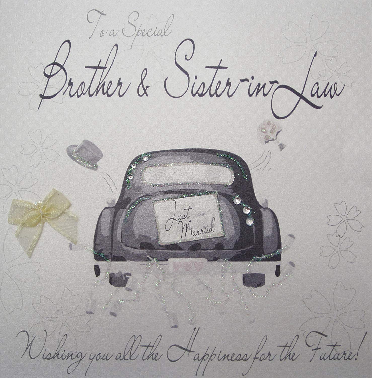 White Cotton Cards "Brother & Sister -in-Law Handmade Wedding Card, BD20 NEW,16cm x 16cm