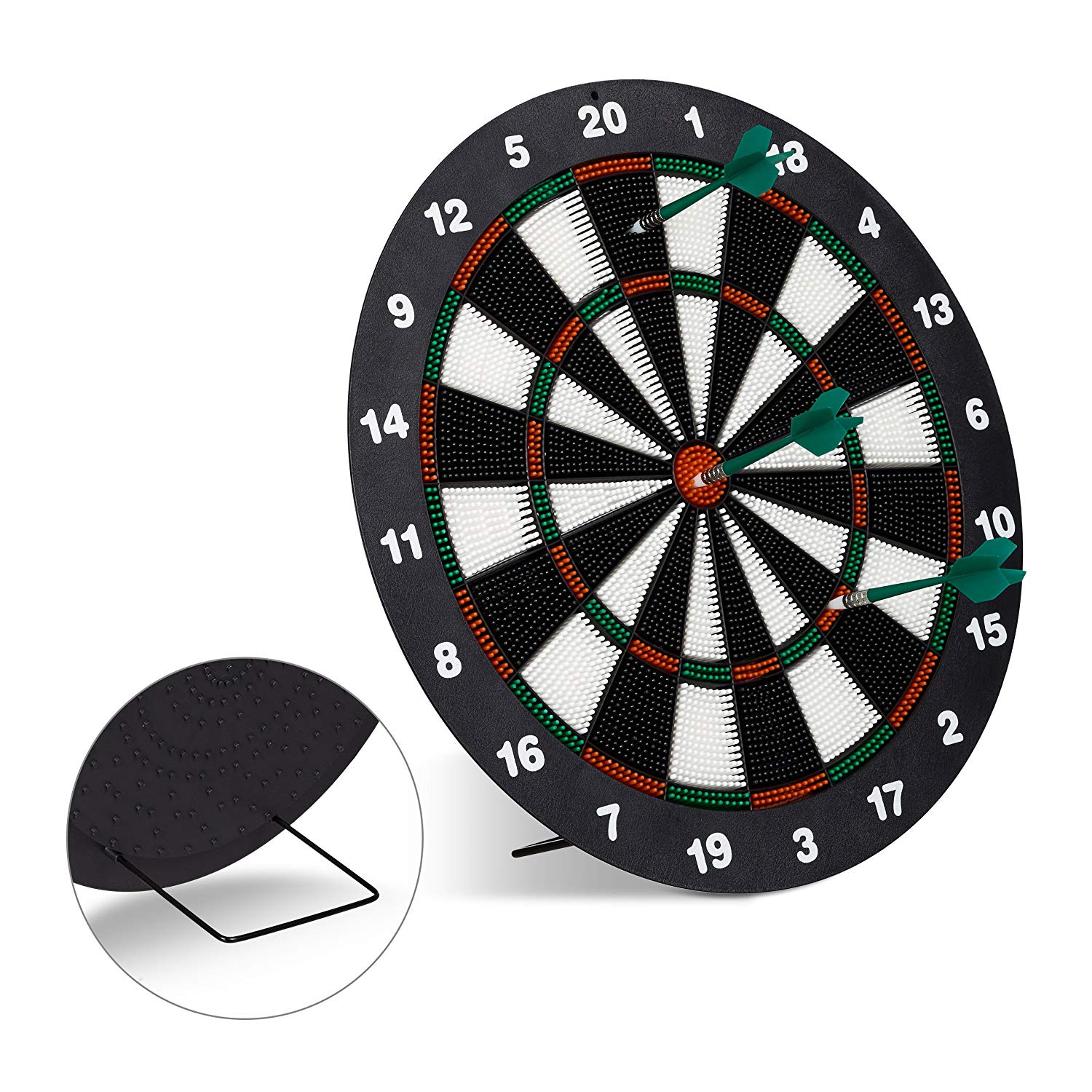Relaxdays 42 cm Soft Darts Dartboard, for Children Wall-Mounted, Freestanding Safety Board, Black-White, Size X1 - Image 3