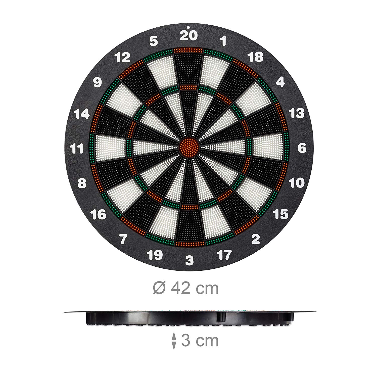 Relaxdays 42 cm Soft Darts Dartboard, for Children Wall-Mounted, Freestanding Safety Board, Black-White, Size X1 - Image 4